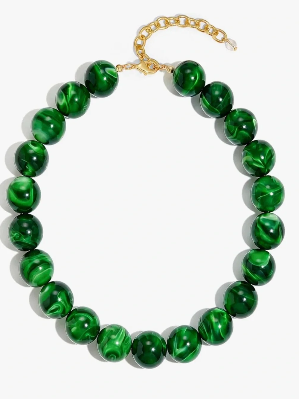 Green Beaded Marbled Necklace - Picture 8 of 8